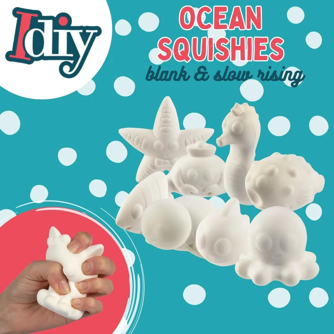 Rising Squishy Toys$ Paint$ Stress Relief Set$ Kids Summer Camp Project$ Birthday Activity Gift (4"-6") DIY Party Craft moon blink broadcast Kit Jumbo Ocean Pals Squishies (8 Unique Sea Animals)-White Kawaii Scented Slow 