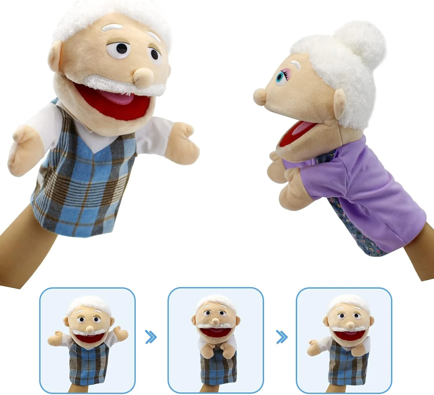 Role Paly Family Members 13.4 INCH Multi-Ethnic component Puppets Plush Soft Hand Puppets Family Puppets Story Toys, Puppets for Girls Boys Finger Puppets Puppet Set Gifts Family Hand Puppets,Puppets for Kids 