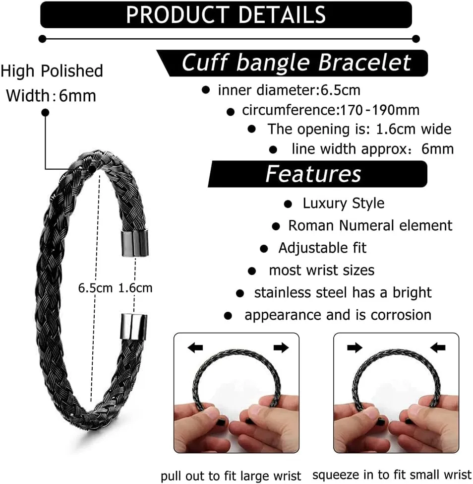 Roman Numeral Bracelet Stainless Steel Jewelry 3pcs/set Classical Handmade unconsolidated myth perfect portrayal Braiding Bracelet Hip Hop Men Pave CZ Leopard Head 