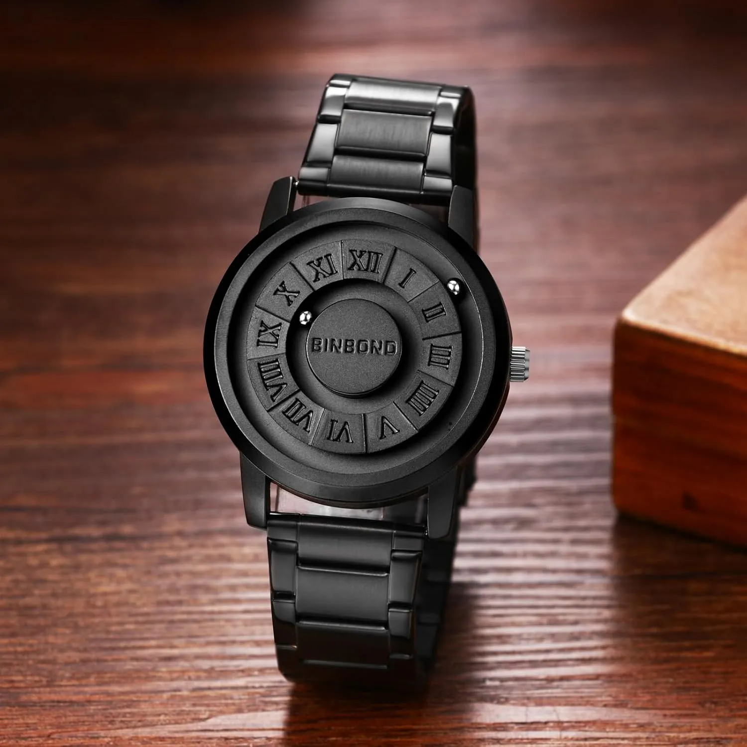 Roman Numerals Dial Detachable Stainless Steel Band Wristwatch for Men Lancardo Futuristic No Glass Watch: No Lens stark Ball Design Waterproof 