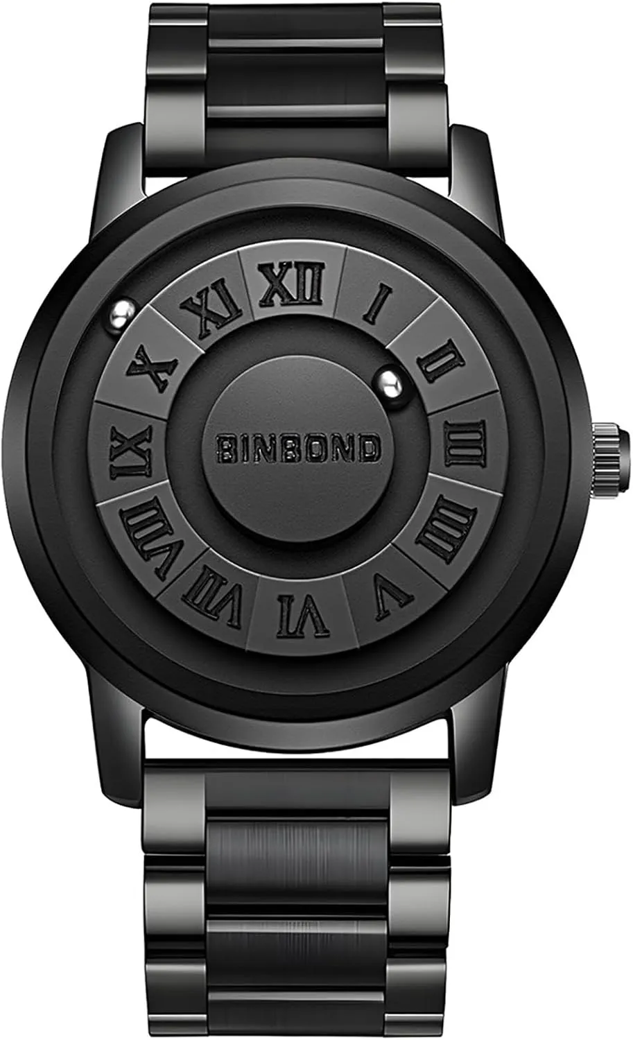 Roman Numerals Dial Detachable Stainless Steel Band Wristwatch for Men Lancardo Futuristic No Glass Watch: No Lens stark Ball Design Waterproof 