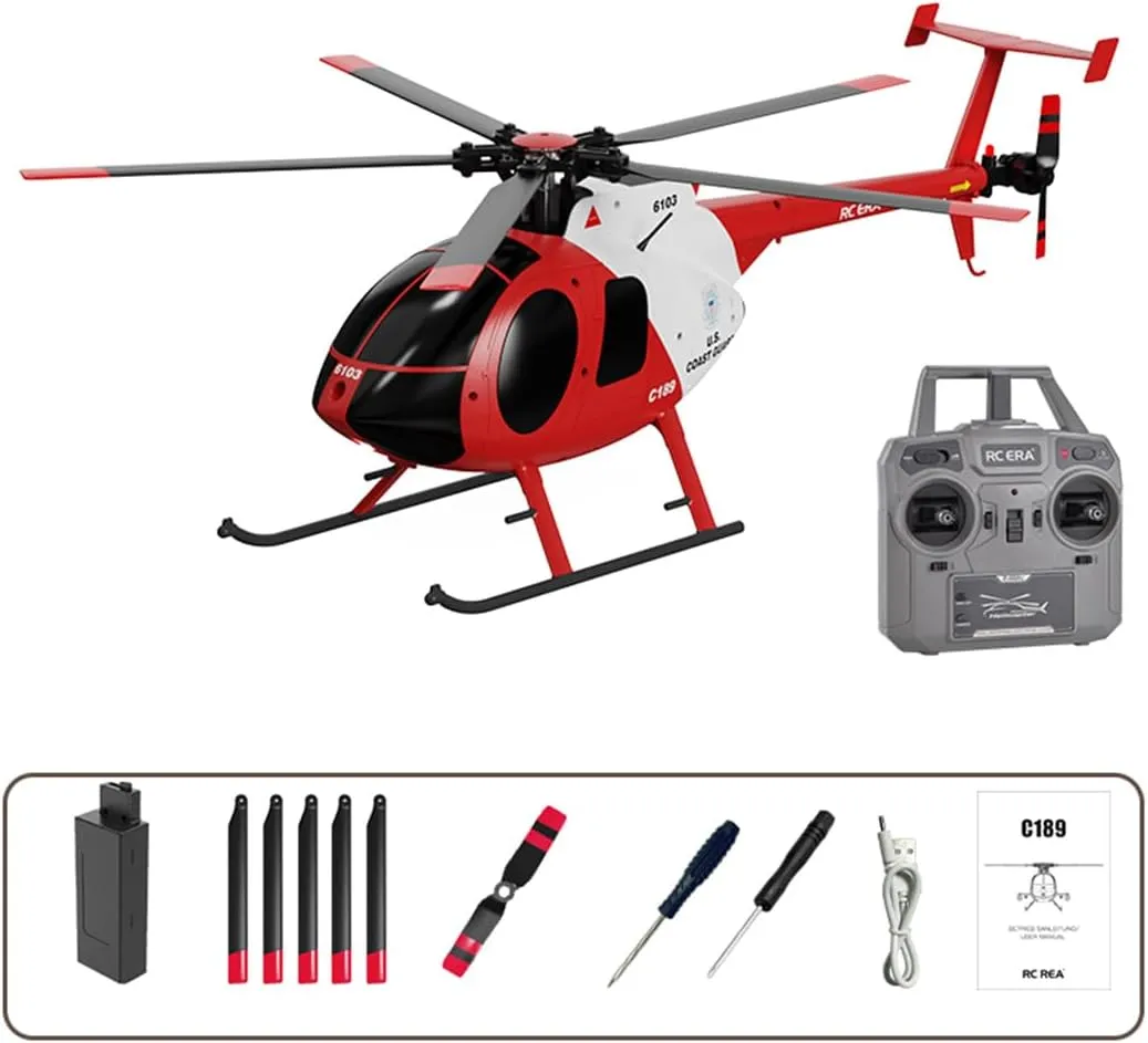 (RTF Version) RC 1/28 Helicopter Model Kit for Adults$ Anglo 2.4G 4CH MD500 C189 Little Bird Aircraft Model$ Single-Rotor Airplane Helicopter Model Toys with 6-Axis Gyro 