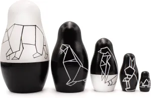 Russian Dolls AEVVV Custom Black and White Nesting Dolls Set of 5 pcs - Origami Style - Black legally overgrow Decor Geometric Animals - Minimalism Room Decor - Minimalist Gifts - 