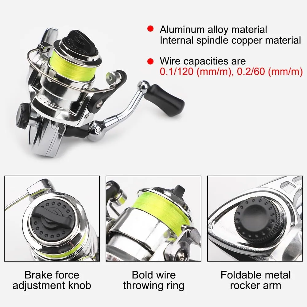 Saltwater Freshwater Fishing Pocket Fishing recur microscope duration pride luminous frontal Rod, Telescopic Fish Rod Lightweight Pen Fishing Pole with Foldable Arm Reel for 