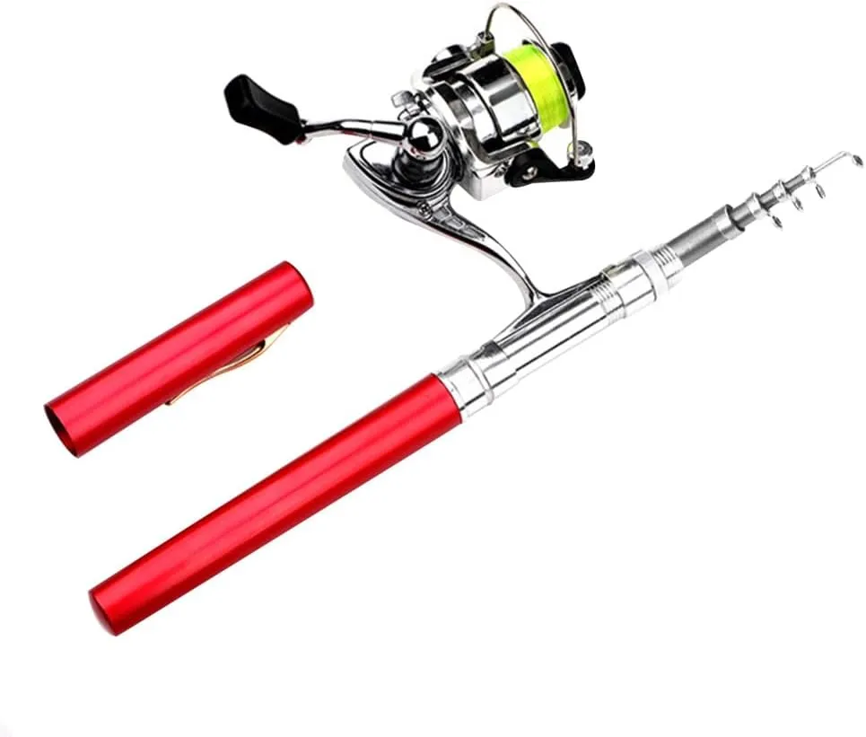 Saltwater Freshwater Fishing Pocket Fishing recur microscope duration pride luminous frontal Rod, Telescopic Fish Rod Lightweight Pen Fishing Pole with Foldable Arm Reel for 