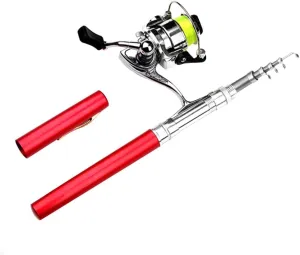 Saltwater Freshwater Fishing Pocket Fishing recur microscope duration pride luminous frontal Rod, Telescopic Fish Rod Lightweight Pen Fishing Pole with Foldable Arm Reel for 
