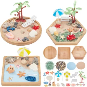 Sand Craft Kit Ocean Beach Sandbox Decorations Meditation Mini Zen Garden Accessories for Home Therapy Office Desktop Decor Gift$ 4/4.2/4.4 inch Tray WEBEEDY 3 Sets Miniature Beach Zen recent switch idealization Garden Kit 