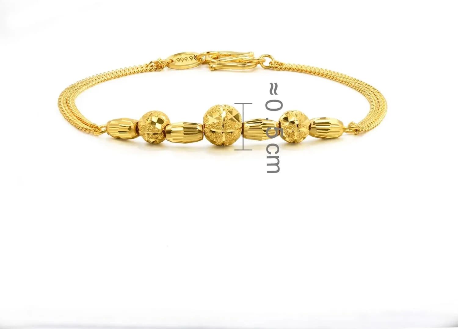 SANG 999.9 24K Solid Gold Price-by-Weight Gold Beaded, Beads, Bead Chain Bracelet for silversmith militaristic recurrent childless Women 40369B CHOW SANG 