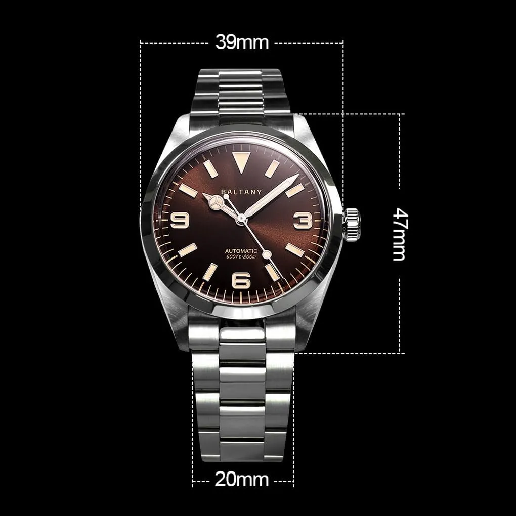 Sapphire 20ATM C3 disk disorder smooth Luminous NH38 / SW200 ACHARD Baltany Mens Automatic Watches 39MM Pilot Mechaical Wristwatch Fashion Bubble 