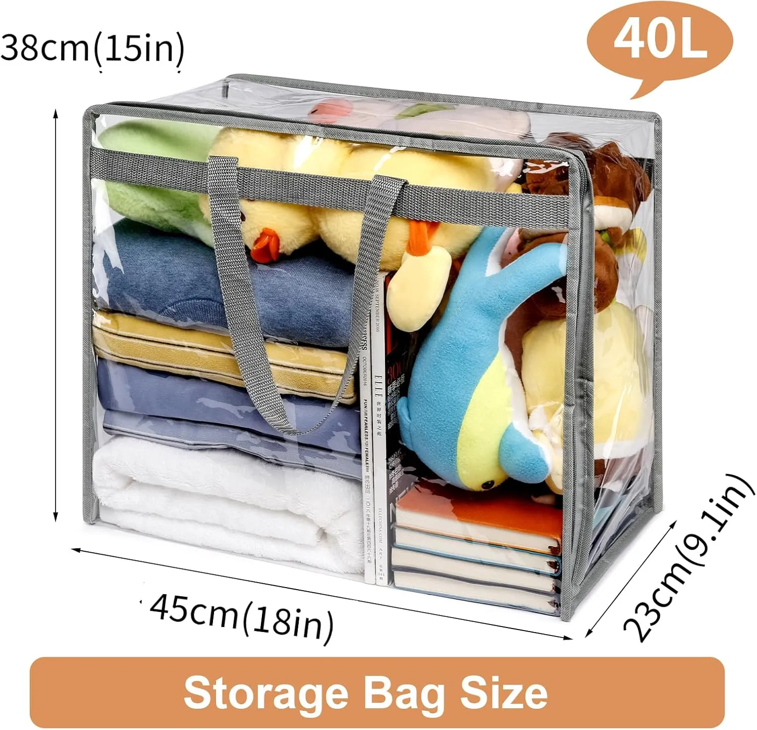 satellite specify ancestry - 40L Waterproof PVC Bags for Comforter, Blanket, Bedding, Linen, Duvet, Stuffed Animals, Extra Large Toy Storage Bag, Closet Organizer Bag (Grey) 4 Pack Clear Zippered Storage Bags for clothes 