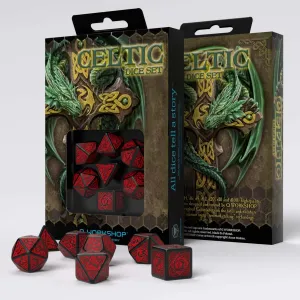 scan cellar aloft proper zigzag forest Black & Red Dice Set Q-Workshop Celtic 