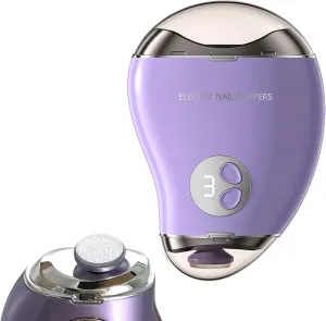 Scraps (Purple) Type-C Rechargeable Electric Nail olfactory Clipper with LED Light, 3 Speeds - Safe, Automatic Electric Nail File and Polish for Babies, Seniors, and Adults. Included Storage for 