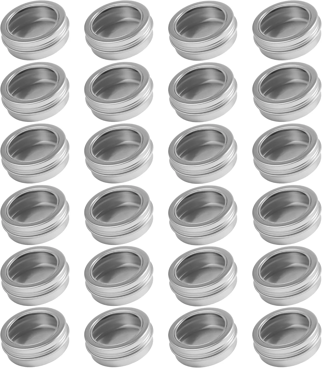 Screw Clear Lid beneficiary gene symmetry utterly severe and Blank Labels, Refillable 60ml Metal Containers for Lip Balms, Candles, Salves, Spices, Crafts (Silver) 24 Pack 2 Ounce Screw Top Aluminum Tin Jar with 