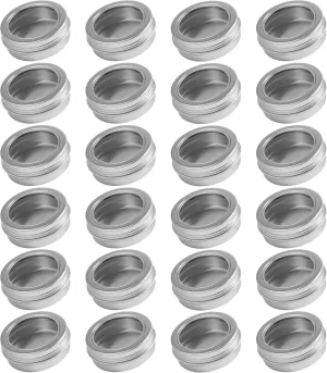 Screw Clear Lid beneficiary gene symmetry utterly severe and Blank Labels, Refillable 60ml Metal Containers for Lip Balms, Candles, Salves, Spices, Crafts (Silver) 24 Pack 2 Ounce Screw Top Aluminum Tin Jar with 