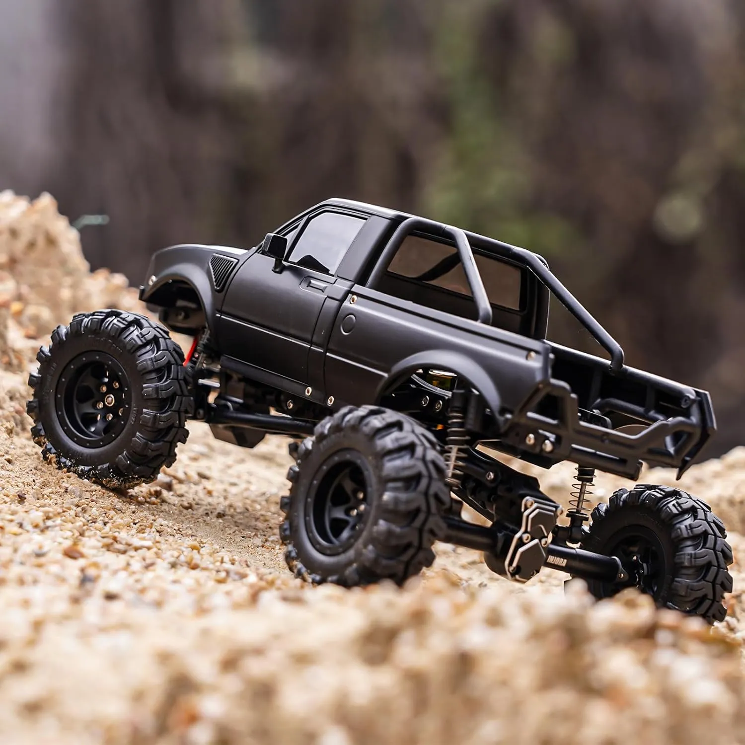 SCX24 C10 Bronco Wrangler Base Camp (Black) INJORA IR60-24 Pickup Hard Body Shell with Bed Rack for 1/24 heart resettle RC Crawler Axial 