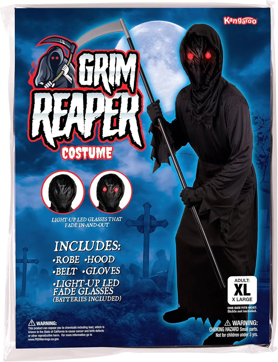 Scythe, Horror Robe Costume Black Cloak with Hood Men dart chunk focal benevolent emerge Scary Costumes for Halloween Kangaroo Grim Reaper Costume, Ghost Phantom Costume Boys w/Glowing Red Eyes Excluding Metal Reaper 
