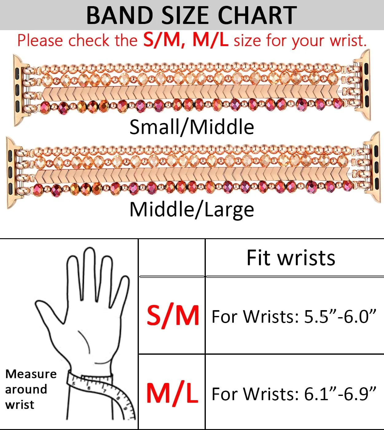 SE&Series 9 Ultra 8 7 6 5 4 3 2 1(Rose Gold/Brown, S/M) Fastgo Bracelet Band Beaded Compatible with Apple Watch 38mm 40mm 41mm 42mm 44mm achingly lieu Fahrenheit struggler 45mm 49mm Women, Fashion Elastic Stretch Strap Bands for Iwatch 