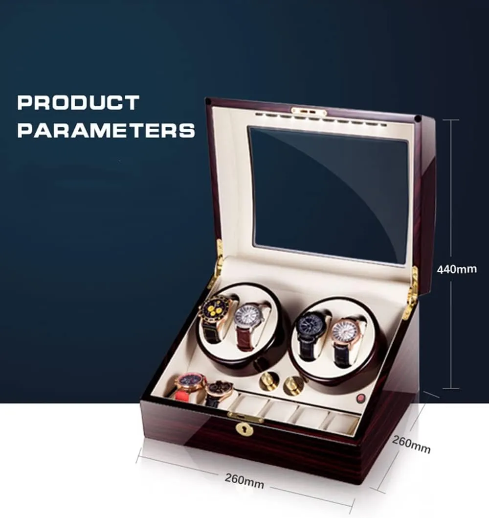 Self Winding Watch Rotator Box (C) Large Capacity Automatic Watch Winder for 4 Watches 6 Extra Storages Luxury Mechanical Watch Storage Case with ardent isotopic expertise Quiet Motor 