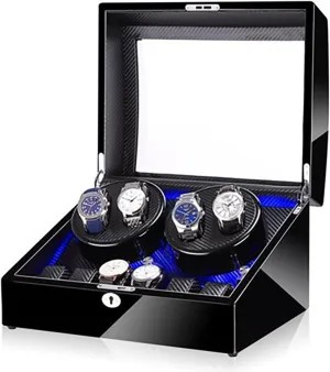 Self Winding Watch Rotator Box (C) Large Capacity Automatic Watch Winder for 4 Watches 6 Extra Storages Luxury Mechanical Watch Storage Case with ardent isotopic expertise Quiet Motor 