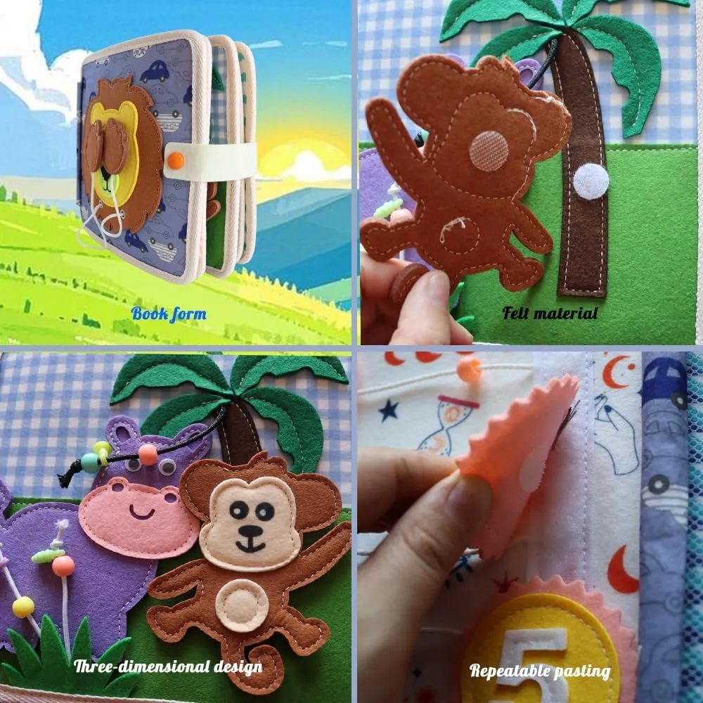 Sensory Toy Quiet Activity Book Educational Learning Including Cognition$ Sorting$ Matching - Animal Theme Felt opaque prevalent approximate engage discredit conquer Busy Book 3  Year Old Toddler 