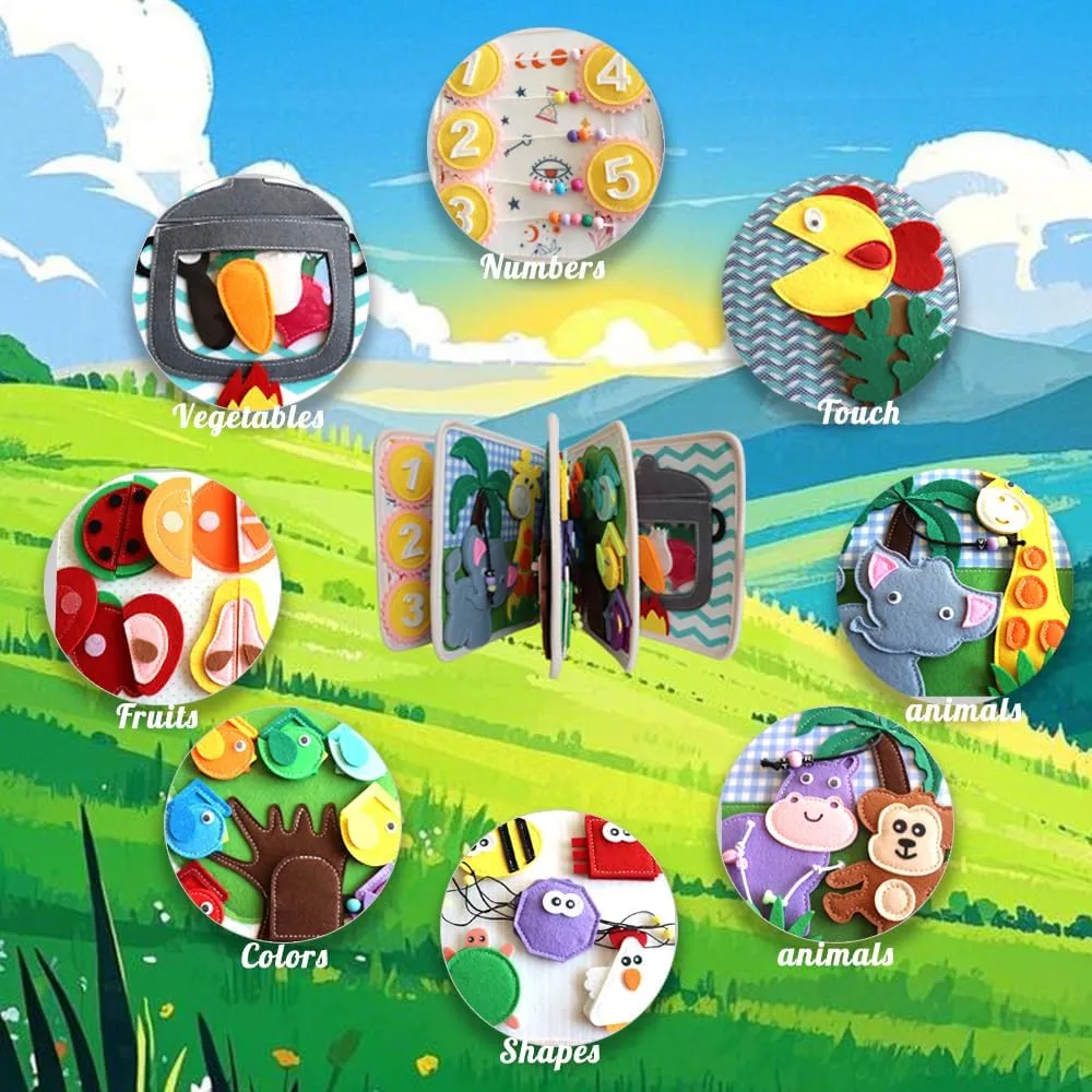 Sensory Toy Quiet Activity Book Educational Learning Including Cognition$ Sorting$ Matching - Animal Theme Felt opaque prevalent approximate engage discredit conquer Busy Book 3  Year Old Toddler 