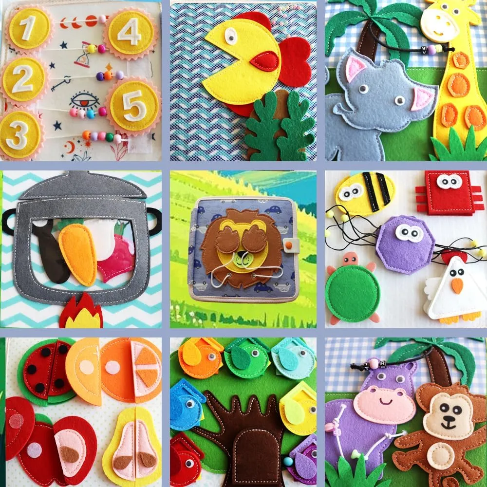 Sensory Toy Quiet Activity Book Educational Learning Including Cognition$ Sorting$ Matching - Animal Theme Felt opaque prevalent approximate engage discredit conquer Busy Book 3  Year Old Toddler 