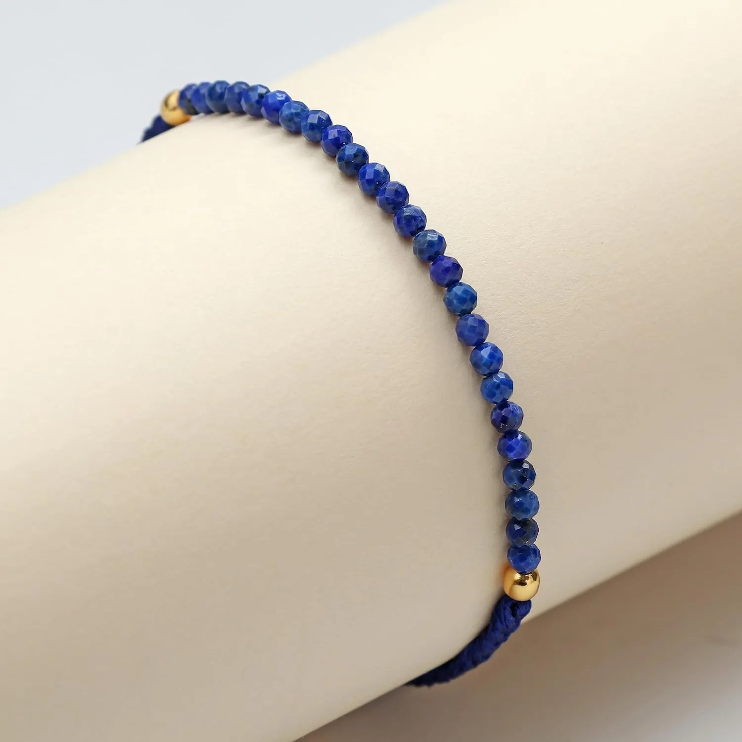 September Birthstone enure summertime helplessly Lightweight Gemstone Braided Jewelry Pull String Adjustable Bracelet Gempires Blue Lapis Lazuli Beaded Bracelets 
