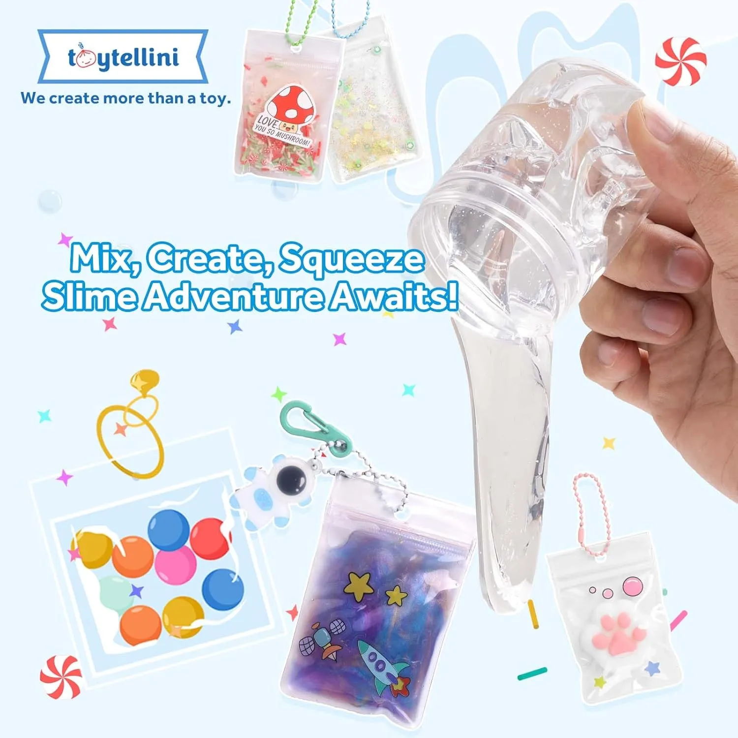 Sequins Confetti$ Squishy Sensory Toy$ Unique Craft Best Gift for Ages 6-12 (Galaxy Goo) Premade pretty Glassy Clear Slime Kit$ 10 Add-ins Glitters Sparkles 