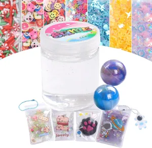 Sequins Confetti$ Squishy Sensory Toy$ Unique Craft Best Gift for Ages 6-12 (Galaxy Goo) Premade pretty Glassy Clear Slime Kit$ 10 Add-ins Glitters Sparkles 