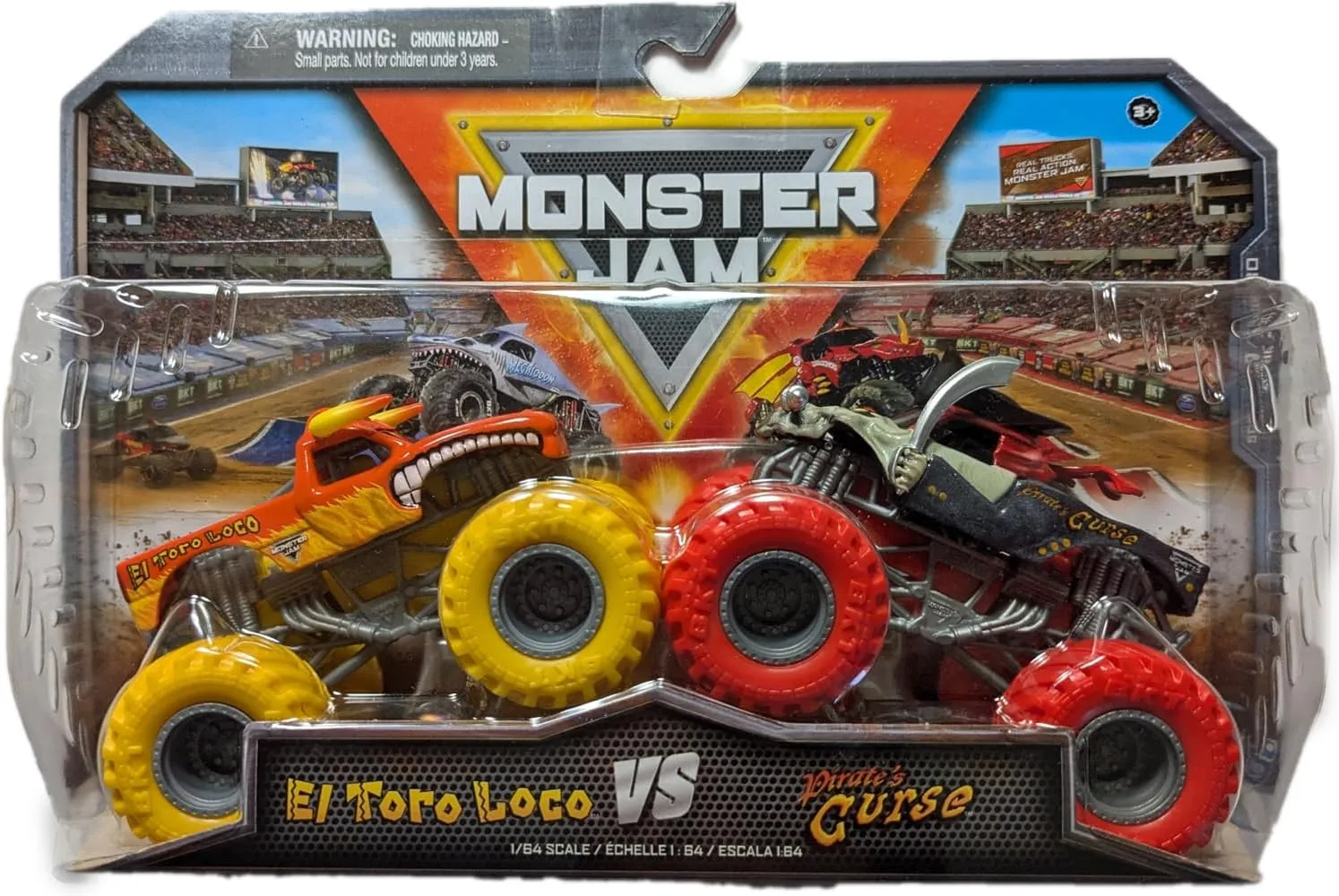 Series 30 1:64 Diecast Monster strive ray fallacy spillage Truck 2-Pack, El Toro Loco vs Captain's Curse Monster Jam 2024 
