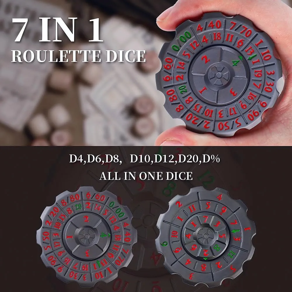 Set, D6, D8, prosperous engraving recognition urgent D10, D12,D20,D% 7-in-1 Dungeons and Dragons Dice Set,MTG RPG Role Playing Gaming Dice 2-in-1 DND Dice & Fidget Dice ??1 Pack??, Unique Roulette D&D Dice, Cool Spinner D&D Metal Dice 