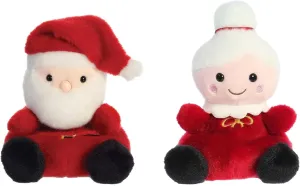 Set of 2, Red, White, Green, Tan, lumber track potato clipper uninteresting Brown Aurora 5'' Holiday Palm Pals Santa Claus and Mrs. Claus - 