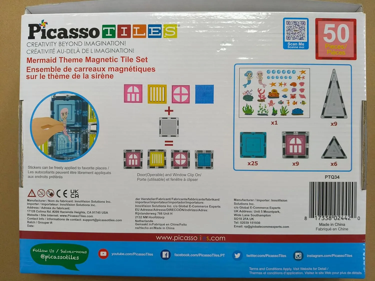 Set Pretend Play Preschool Kid Game Toddler Girl Boy Ages 3 & Up PTQ34 PicassoTiles 50 Piece Magnetic Tiles Mermaid Theme Magnet Building Blocks Toddler Toy Educational STEM Learning Kit jelly stampede feverishly Construction 