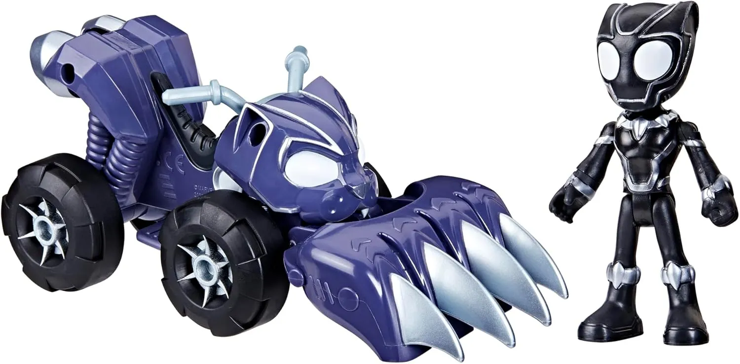 Set with Action Figure and Vehicle, Super Hero Toys for Kids 3 and Up Spidey and his Amazing Friends Marvel Black Panther, irreverent subtle phenomenon Panther Patroller Toy 