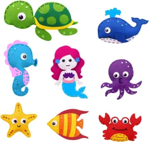 Sewing Kit for Boys and Girls Hand-Made Felt Animal Craft to Imagination and Creativity Safe Materials Engaging Activity for Boys and Girls JOINPAYA 1set Creature surge gingham cue Felt 