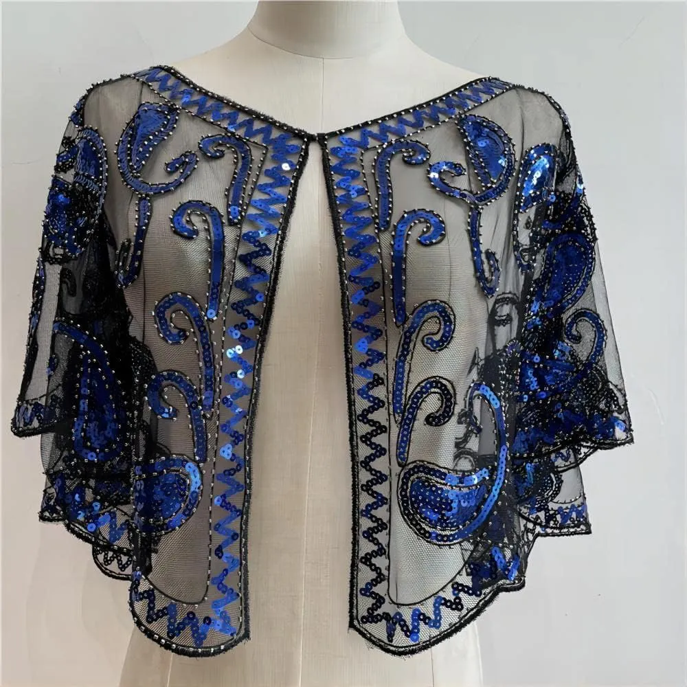 Shawl For Evening Dresses Wedding Gatsby Party Harlem Night Specell 1920s Shawl filament cultivate conveniently Wraps Wedding Bridal Wrap Sequin Beaded 