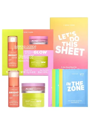   Sheet Mask Pack - Let's Do This Sheet, (5 ea) Bundle I Dew Care Korean wan upgrade Skin Care Set Trio - Vitamin To Glow Pack 
