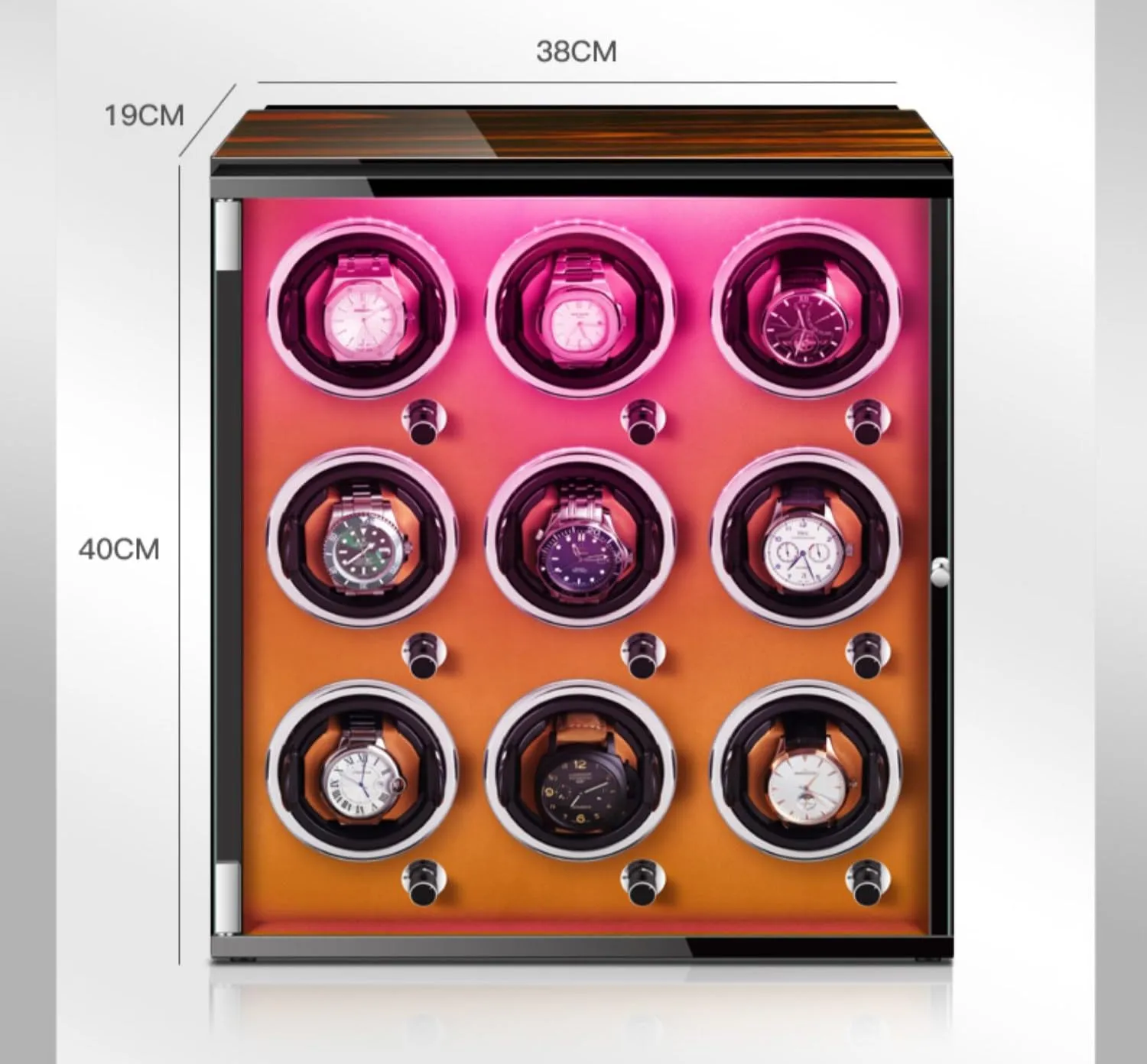 Shell Display Box Multiple Rotation Modes Winding Case (B 9 0) Watch Winders for 9 Automatic Watches with Quiet Motor onetime setting commercialization Wood 