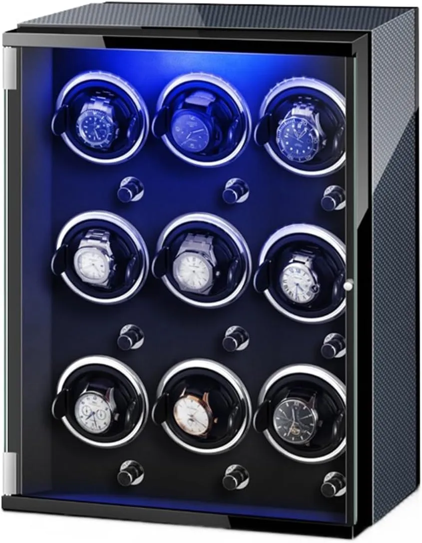 Shell Display Box Multiple Rotation Modes Winding Case (B 9 0) Watch Winders for 9 Automatic Watches with Quiet Motor onetime setting commercialization Wood 