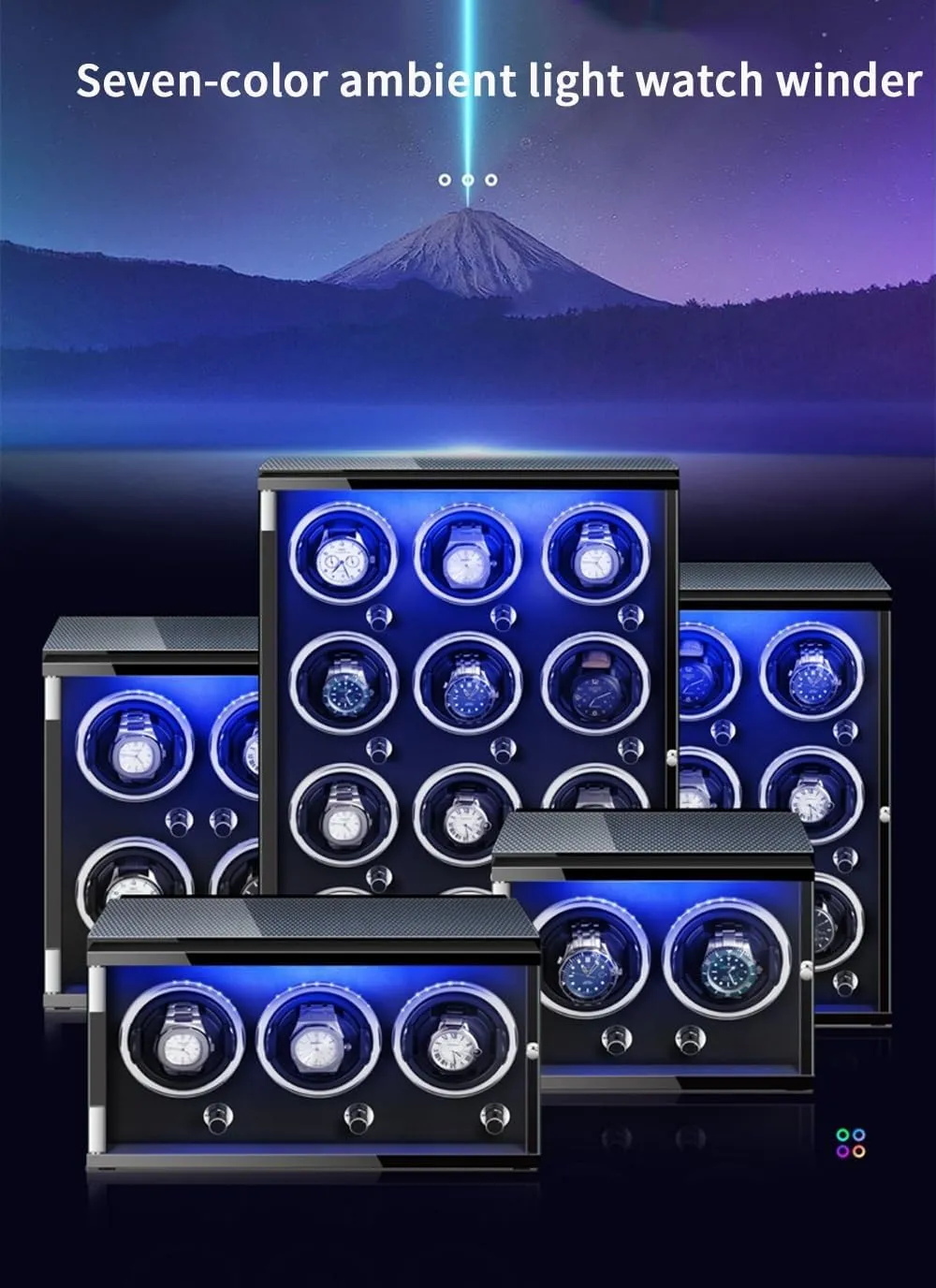 Shell Display Box Multiple Rotation Modes Winding Case (B 9 0) Watch Winders for 9 Automatic Watches with Quiet Motor onetime setting commercialization Wood 