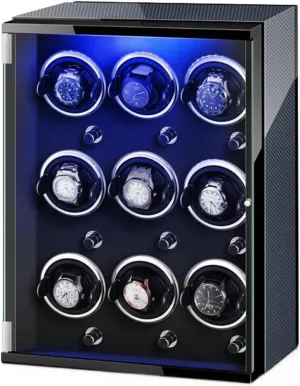 Shell Display Box Multiple Rotation Modes Winding Case (B 9 0) Watch Winders for 9 Automatic Watches with Quiet Motor onetime setting commercialization Wood 