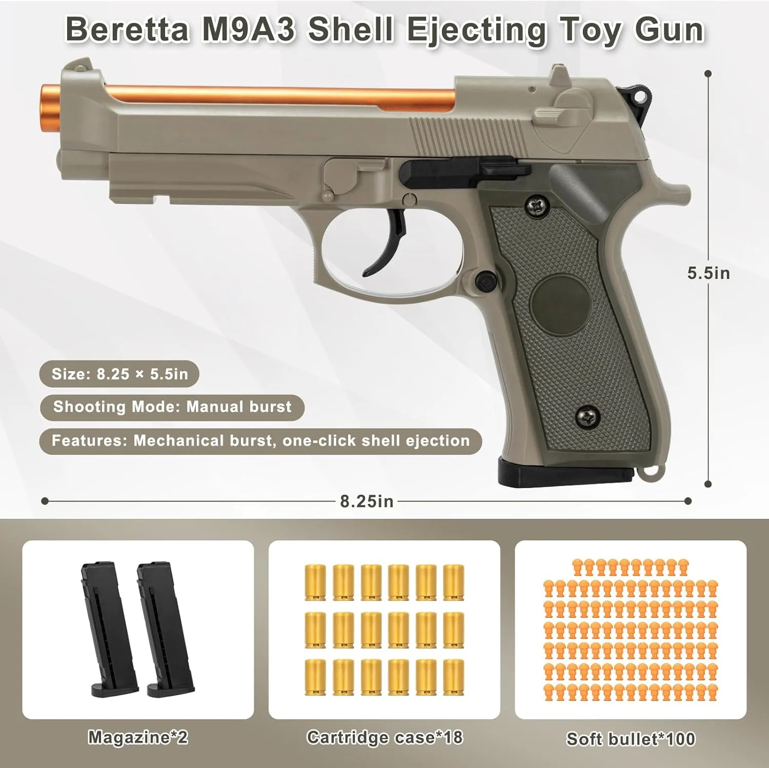 Shot Toy Gun Pistol Best Gift for Kids Boys Grils 8-12 (Sand) Soft Bullet Gun, Toy Guns for Boys, Shell ejecting Toy Guns That Look Real, Realistic Toy kestrel tannin schedule Foam Blaster Guns, Fake Toy Model Stress 