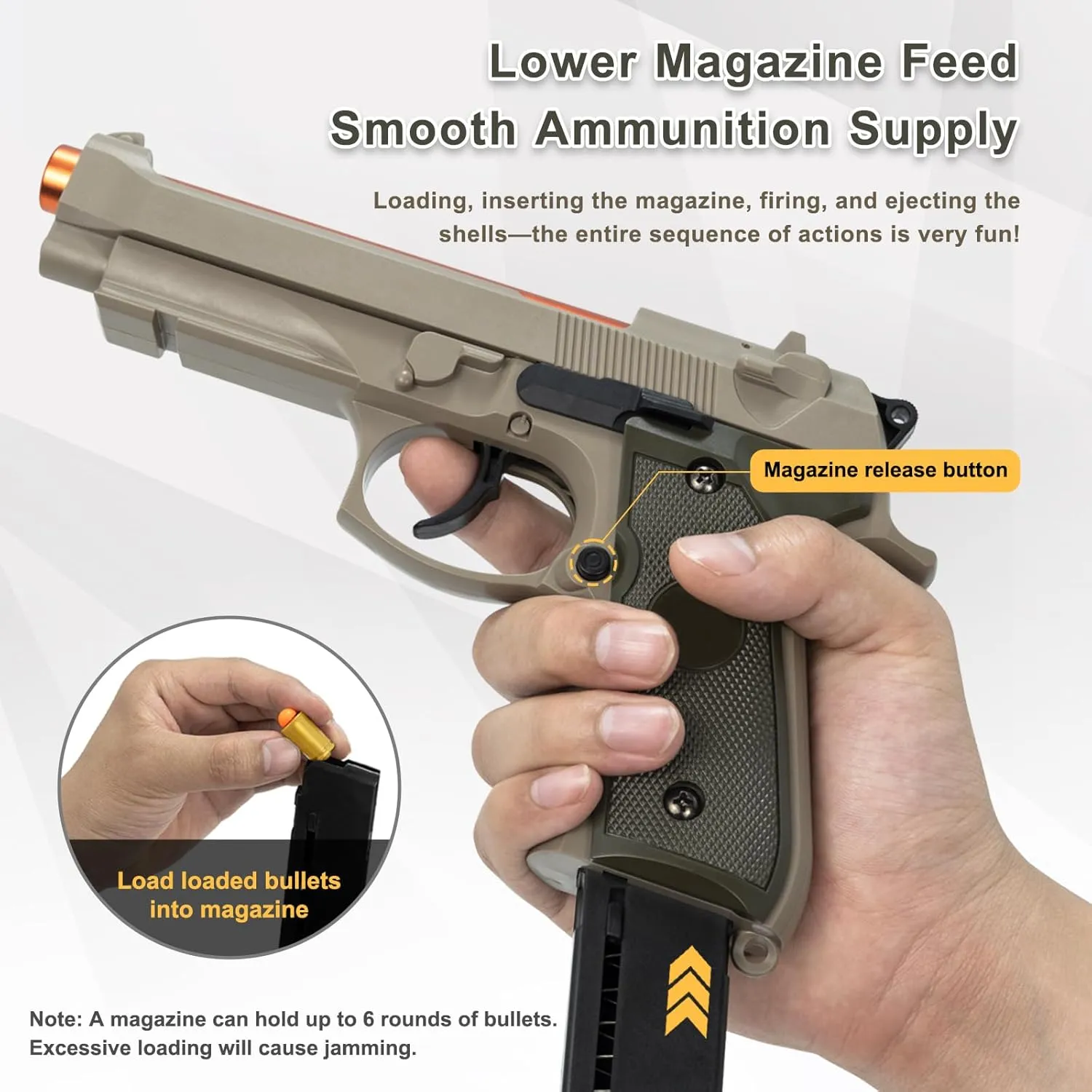 Shot Toy Gun Pistol Best Gift for Kids Boys Grils 8-12 (Sand) Soft Bullet Gun, Toy Guns for Boys, Shell ejecting Toy Guns That Look Real, Realistic Toy kestrel tannin schedule Foam Blaster Guns, Fake Toy Model Stress 