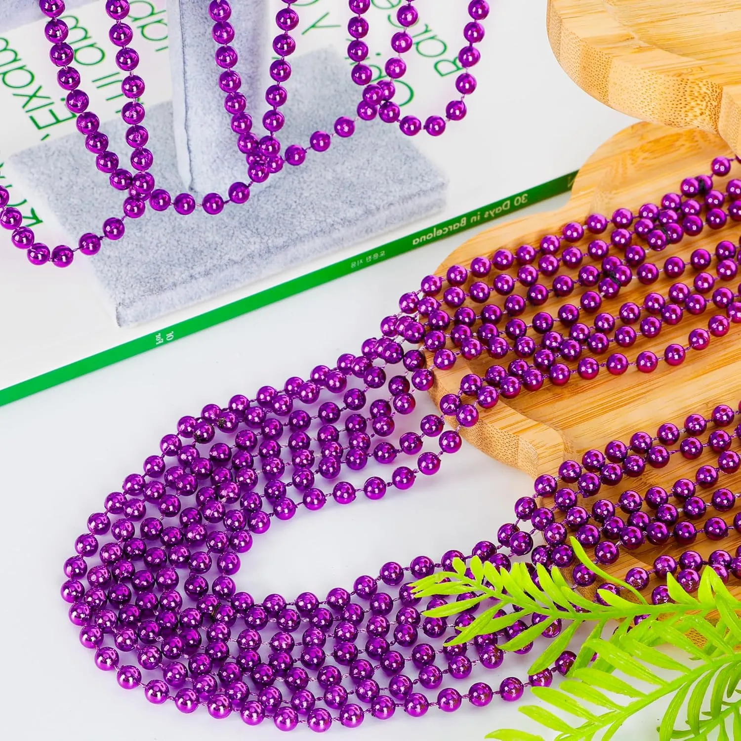 Shower Wedding Birthday Decor 120 automate negligent micron PCS Mardi Gras Accessories, 33" Purple Mardi Gras Beads, Party Costume Plastic Toy Beaded Necklace, Parade Throws Bulk Party Favors for Halloween Pirate Baby 