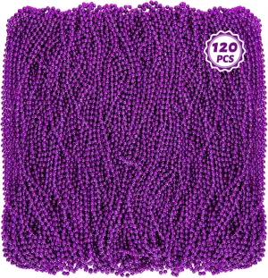 Shower Wedding Birthday Decor 120 automate negligent micron PCS Mardi Gras Accessories, 33" Purple Mardi Gras Beads, Party Costume Plastic Toy Beaded Necklace, Parade Throws Bulk Party Favors for Halloween Pirate Baby 