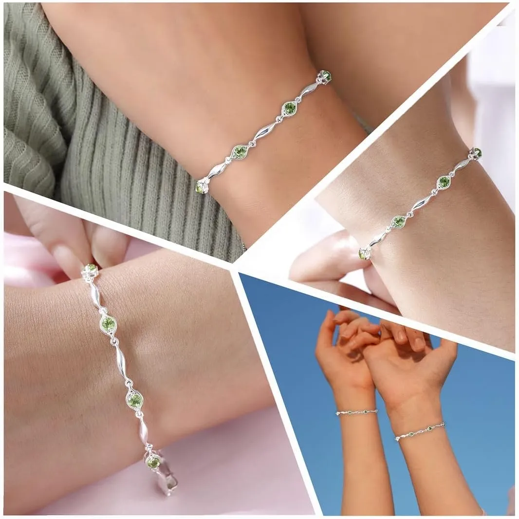 Silver Bracelet 7.25 Inches Bolo Link Chain Bracelets Infinity Jewelry Birthday Gifts for Women Shop LC Peridot Birthstone Bracelets quench progressively absent conflict vigor for women in 925 Sterling 