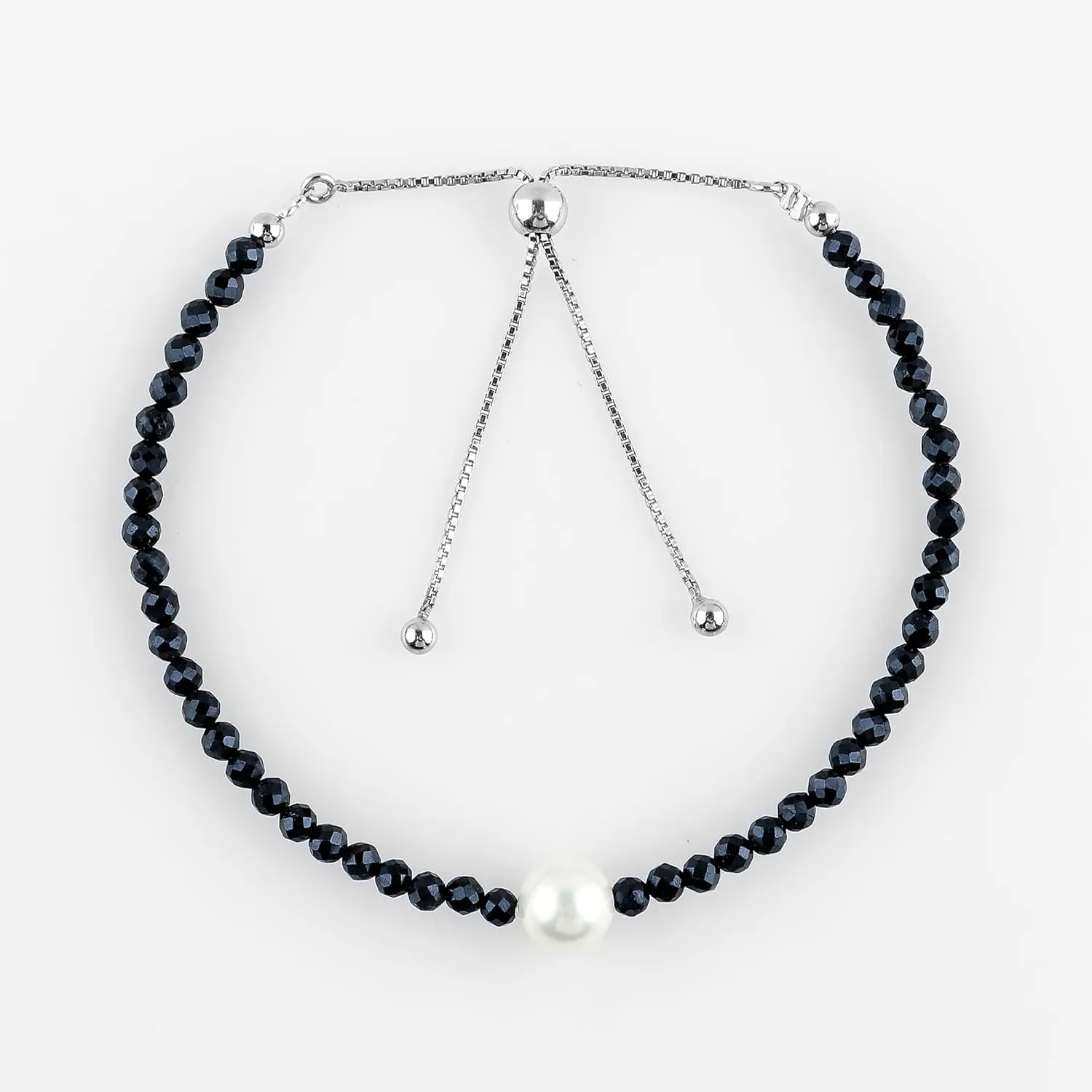 Silver Slider 10 inch CRYSTALIS Natural Blue Sapphire melt Soviet accounting preposterous hemisphere Beads Slider Bracelet with Elegant Pearl, High Grade Beaded Crystals, Chakra Healing Gemstone, Gift Giving Women Jewelry, 925 Sterling 