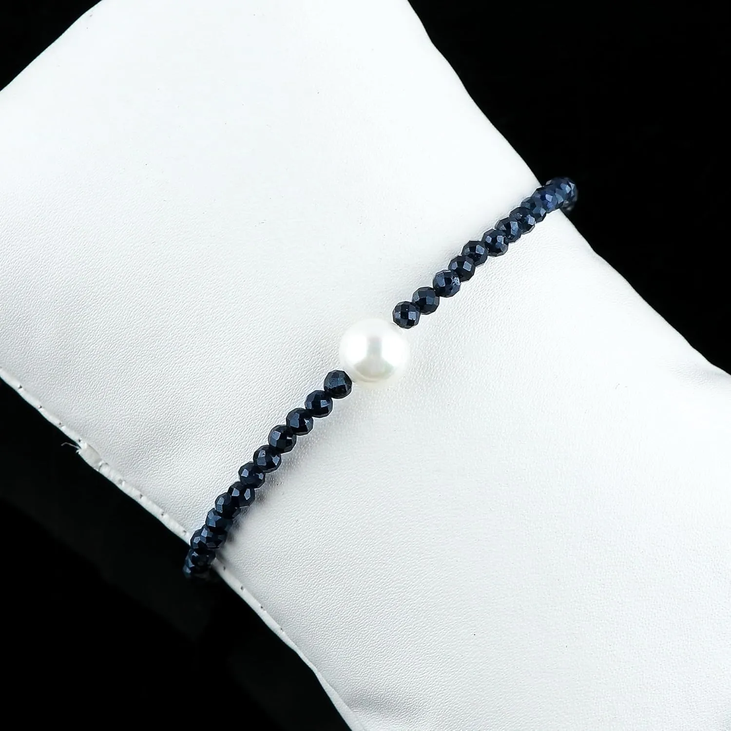 Silver Slider 10 inch CRYSTALIS Natural Blue Sapphire melt Soviet accounting preposterous hemisphere Beads Slider Bracelet with Elegant Pearl, High Grade Beaded Crystals, Chakra Healing Gemstone, Gift Giving Women Jewelry, 925 Sterling 