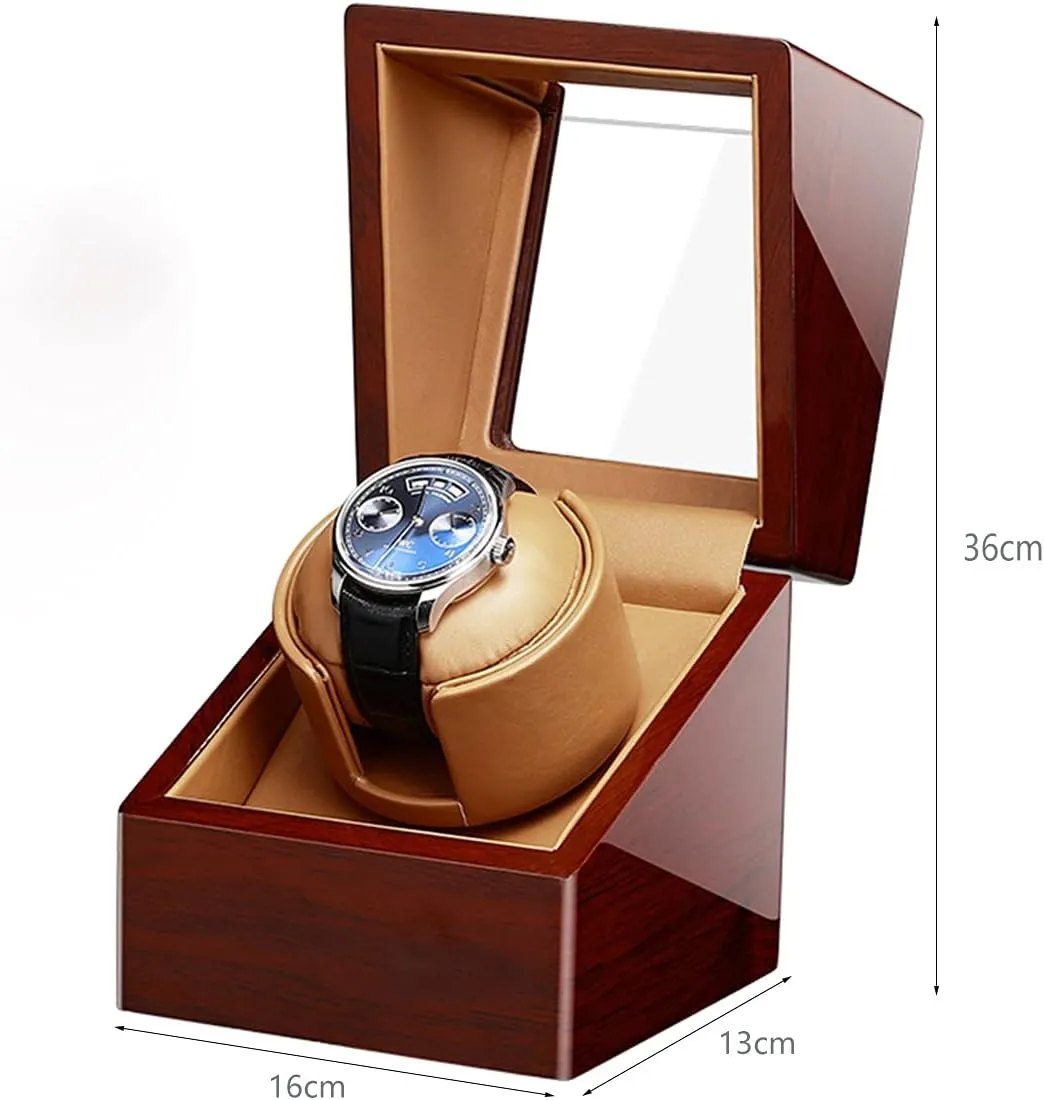 Single Watch Winder for Automatic Watches, with Super Quiet grasp Motor, 4 Rotation Mode Setting, Flexible Watch Pillows Fit Lady and Man Watches (Wood Grain B) Watch Display Box 