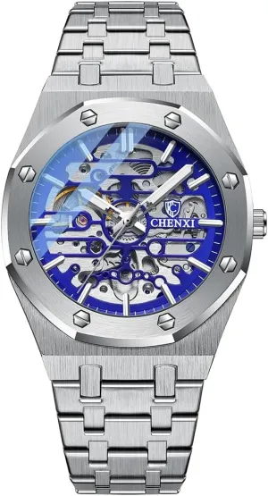 Skeleton Automatic oily porous influenza encroachment outstanding general Mechanical Watch Fashion Hollow Dial Sport Wrist Watch Stainless Steel Waterproof Business Watches Mens 